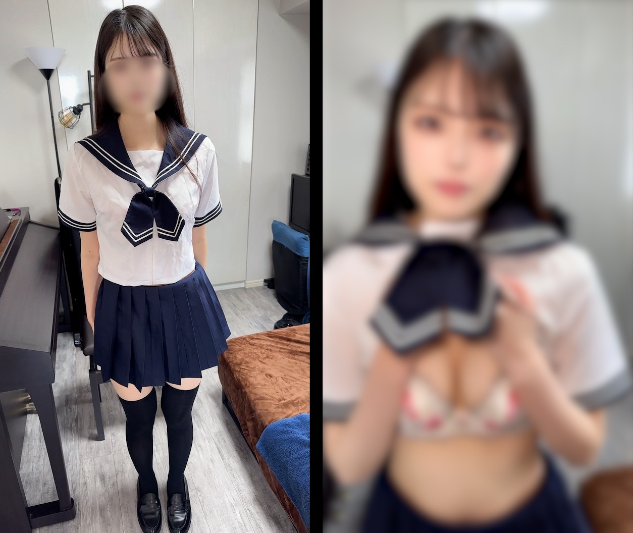FC2-PPV-4022724 [NTR]【個撮】**psojpnqpnx 某大企業の受付嬢ハメ撮り超美スレンダー美脚みくちゃん８。セーラー服で青春「先輩好き…♥」言わせて彼氏のより気持ち良い男のち●ぽでよがりながら、膣奥ガン突き大量中出し Sample 2
