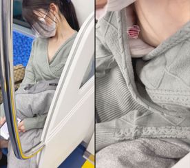 FC2-PPV-4232570 [電車胸チラ]***szzoqzjyq ニットの隙間から見える特大チクビに驚き、乗り換えしてまでの追撮成功