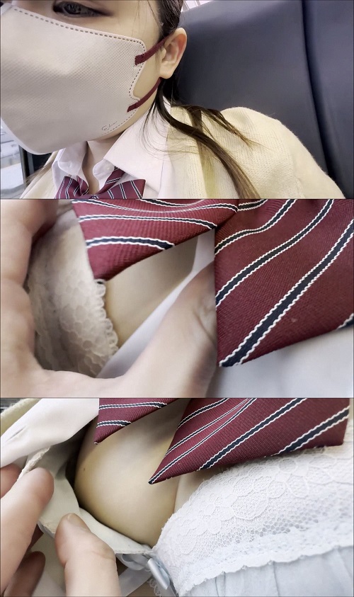FC2-PPV-4343427 電車お触り22 大人しい制服ちゃんの隣をキープして身体を触りまくりました！***szzoqzjxn ！巨乳をもみもみしまくりです笑 Sample 3